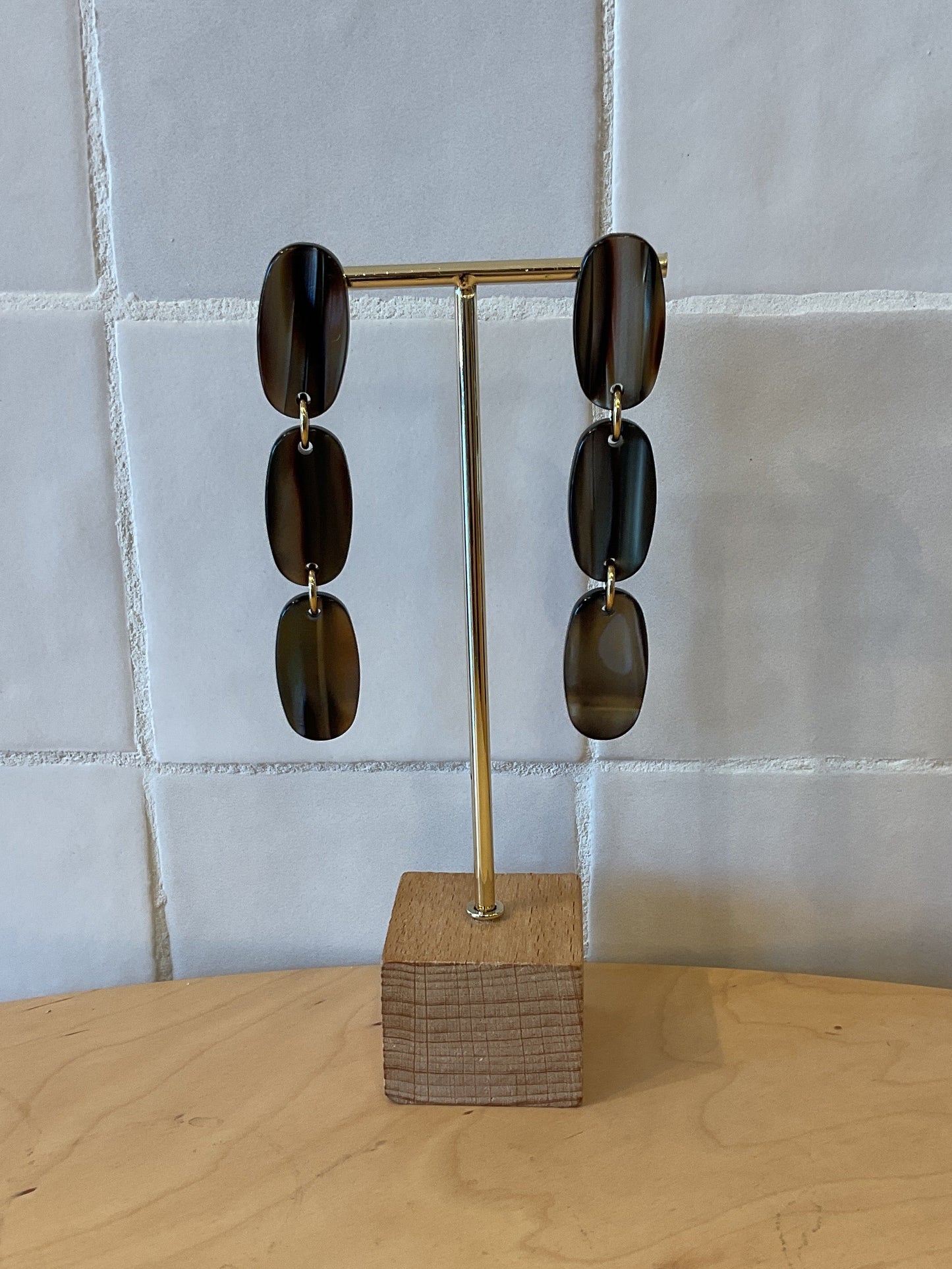 Castanea Earrings brown acetate - Francine Bramli