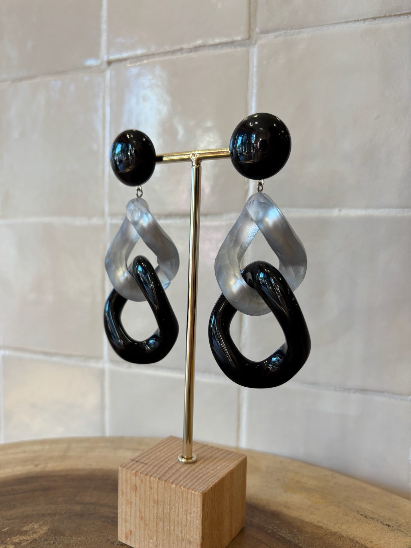 Maille Earrings black & silver