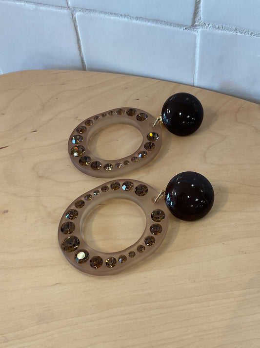Queen clip-on Earrings brown Swarovski - Francine Bramli