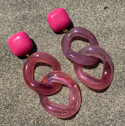 Maille Earrings Marble Transluent Pink