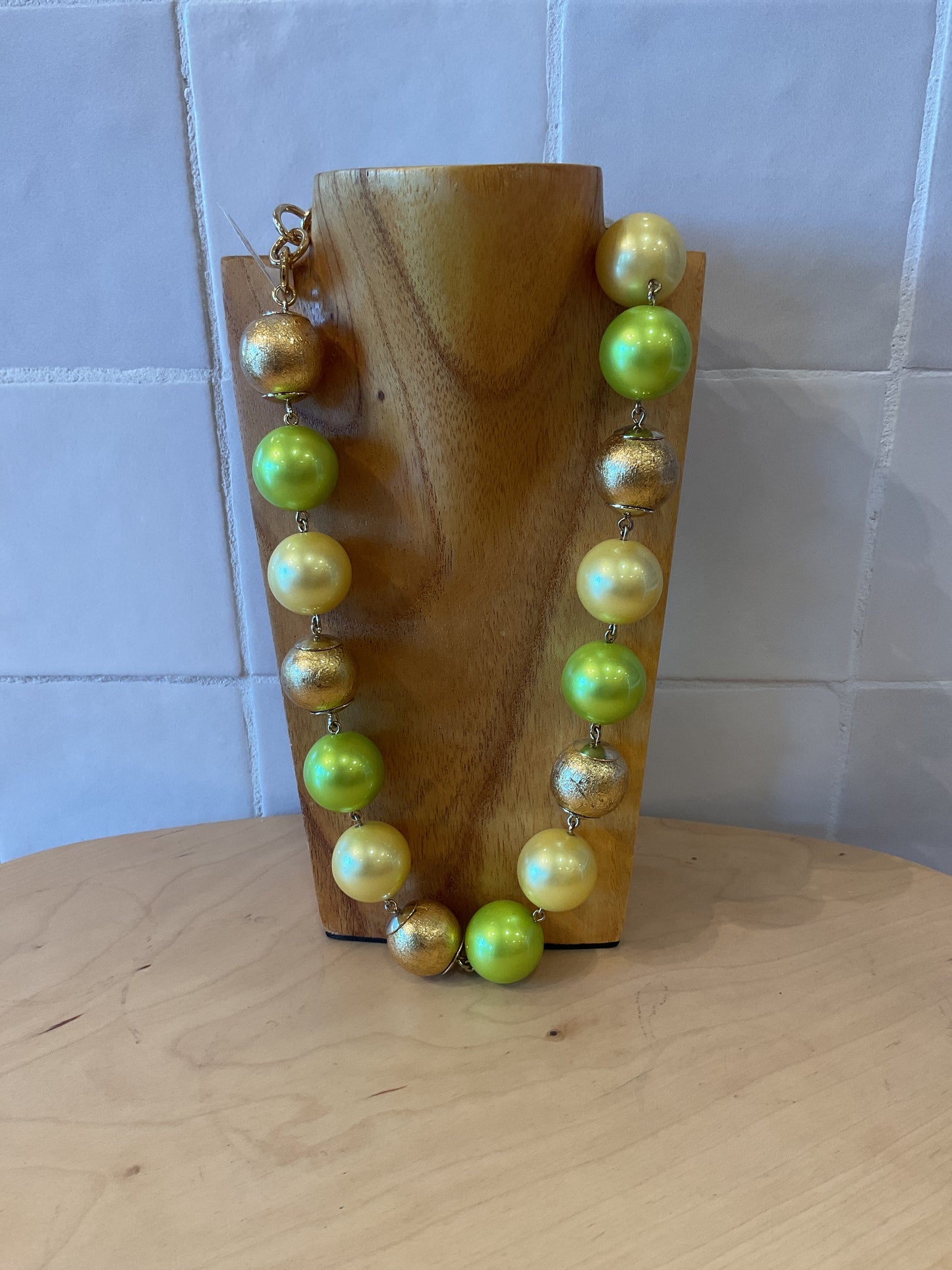 Pearl Yellow Gold Green Necklace - Francine Bramli