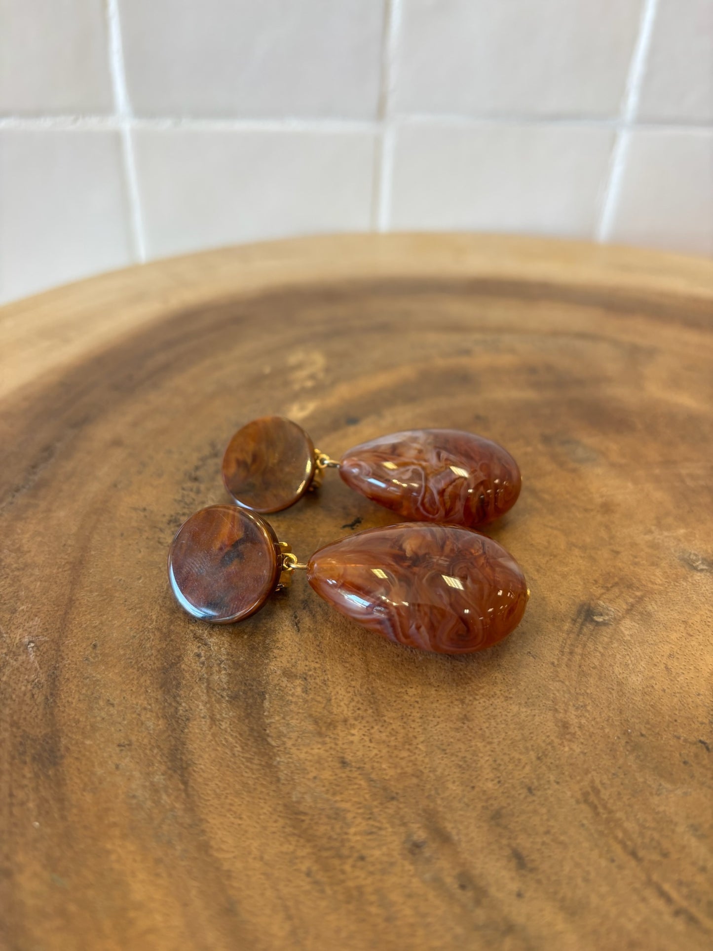 Cuba Earrings Marble brown transparent