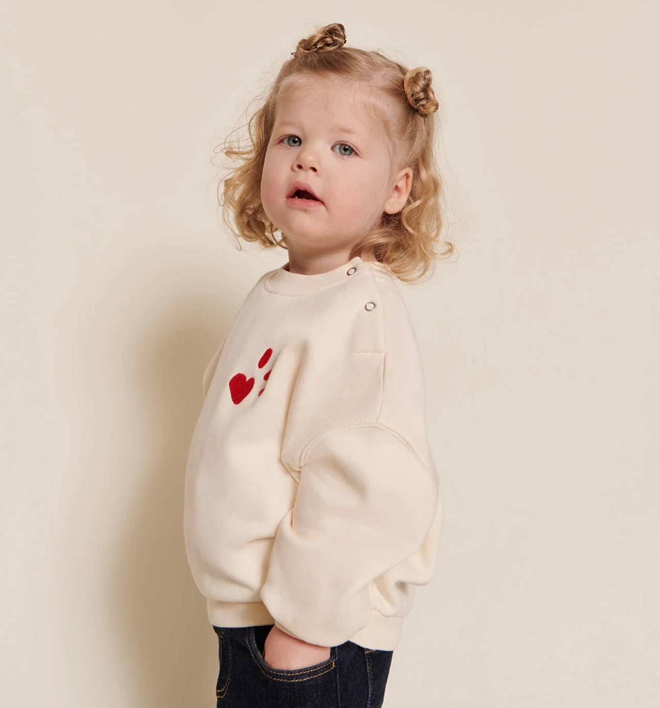 Sam Kids Sweat Cream “L’Amour est déclaré” Embroidered Red
