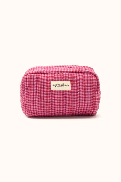 Quilted pouch Travel Makeup bag Gaya - Khadi Fuschia
