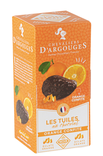 Dark chocolate tulips w/ orange pieces 120g (4.2oz)16 pieces - Chevaliers d'Argouges