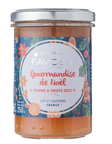 Christmas jam (apples, candied orange peel, currants, sliced almond, rum & spices) 250g (8.8oz) - Favols
