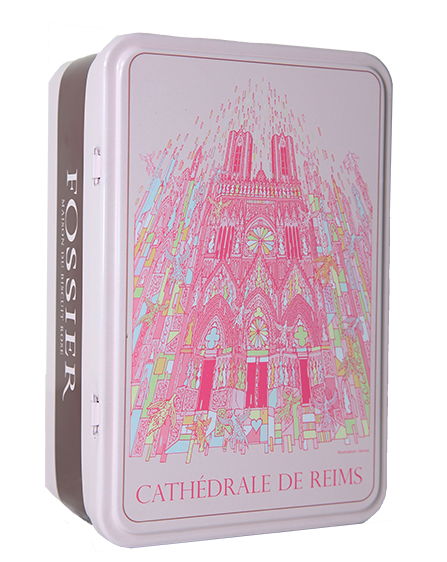 Pink champagne biscuits, Reims Cathedral tin 150g (5.3oz) - Fossier