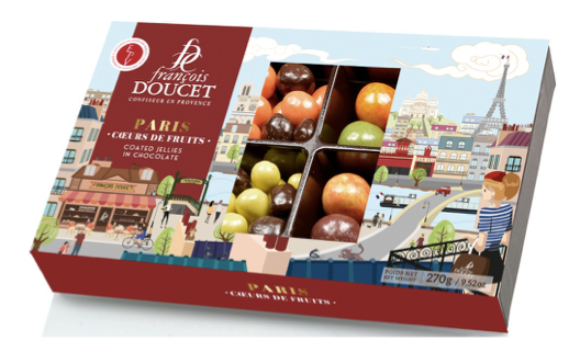 Assorted chocolate covered pâtes de fruit, Paris box 270g (9.5oz) - Francois Doucet
