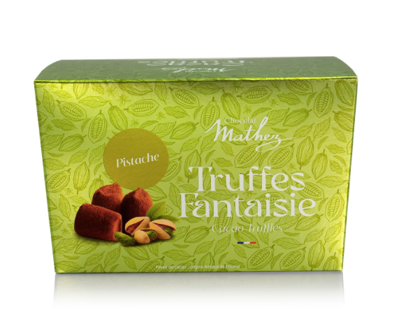 Cocoa-powdered truffles, pistachio 250g (8.8 oz) - Mathez