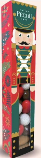 Gingerbread craqchoc, dark chocolate, green, gold chocolate almond, nutcracker 70g (2.5oz) - Pécou