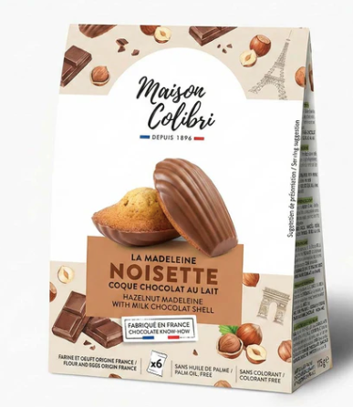 French Hazelnut Madeleine with milk chocolate shell - Maison Colibri  156g (5.5oz)