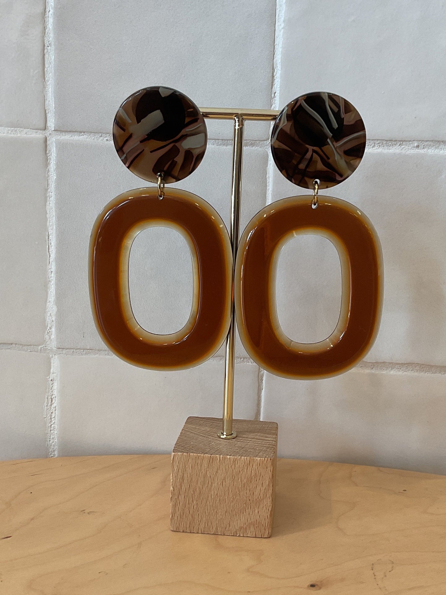 Tahira XL Transparent brown earrings