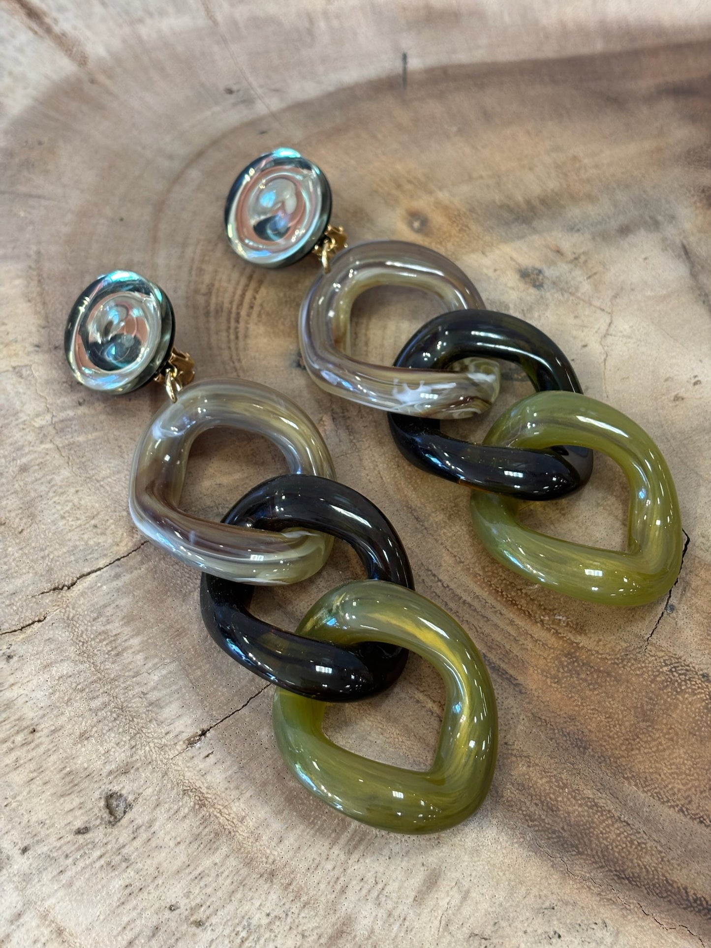 Maille XXL Earrings Kaki marble