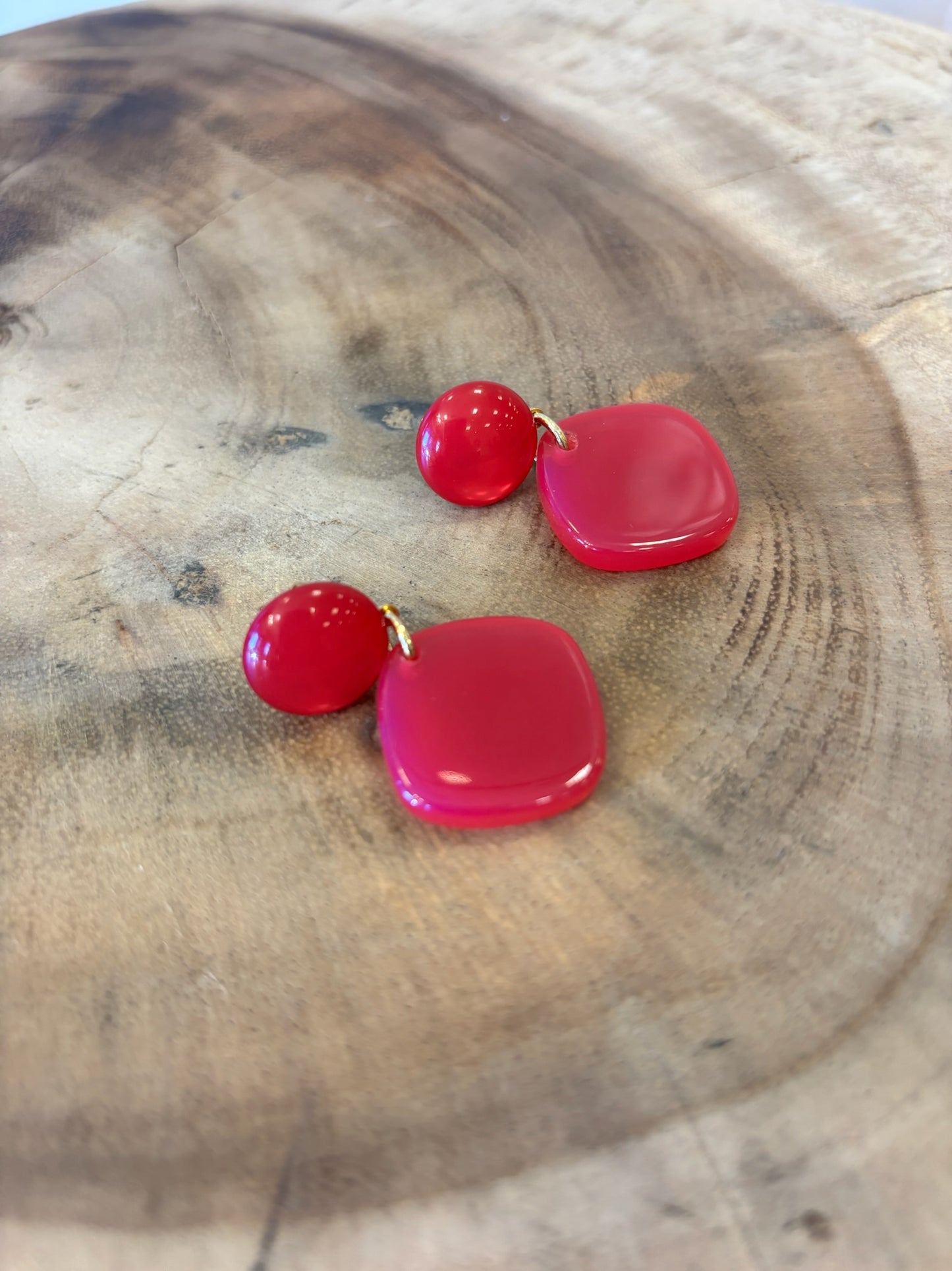 Square Earrings Pink Fushia