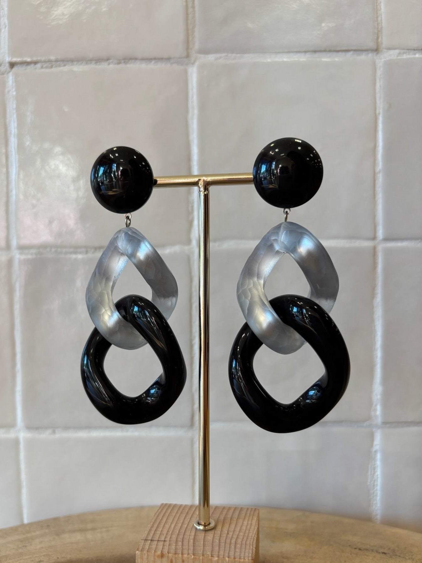 Maille Earrings black & silver