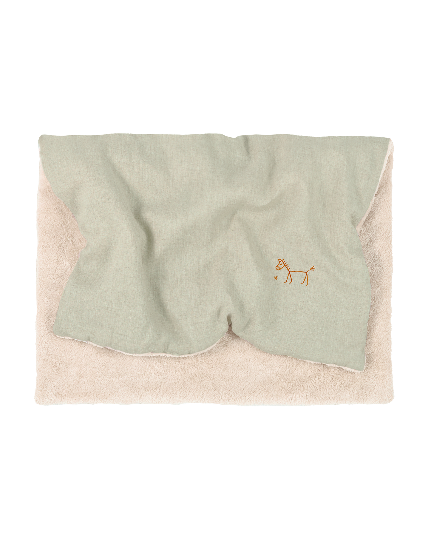 L1N0 Embroid winter blanket french linen - green matcha