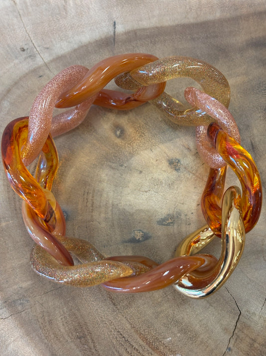 Maille Bracelet caramel, brown, gold & glitter
