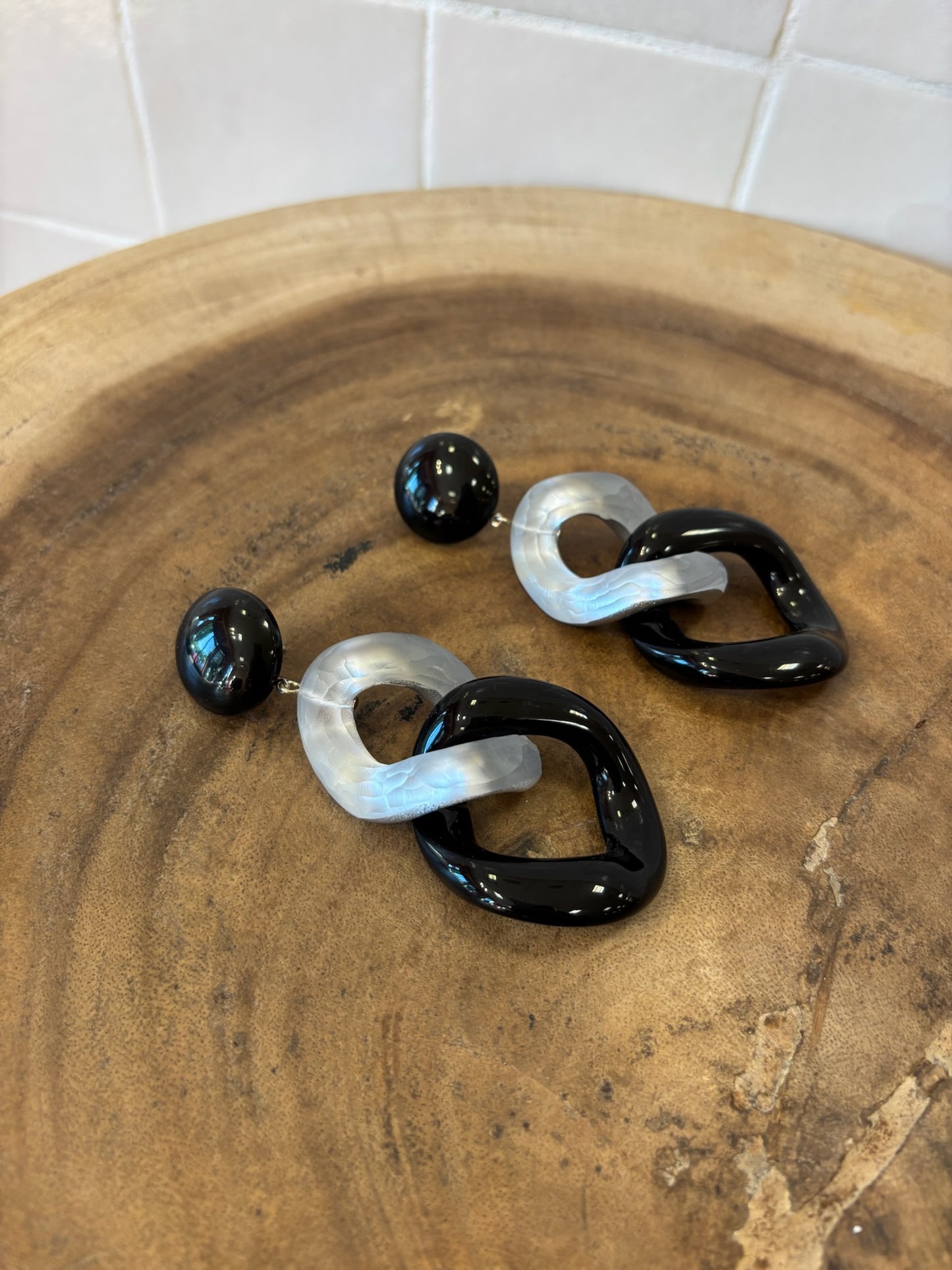 Maille Earrings black & silver