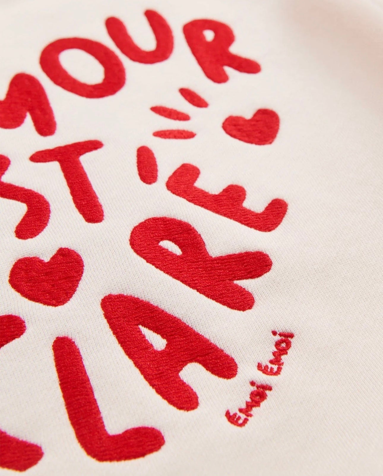 Sweat Lady D Cream” L’Amour est déclaré ” Embroidered Red
