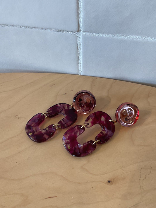 Garonne XS Earrings Burgundy Acetate