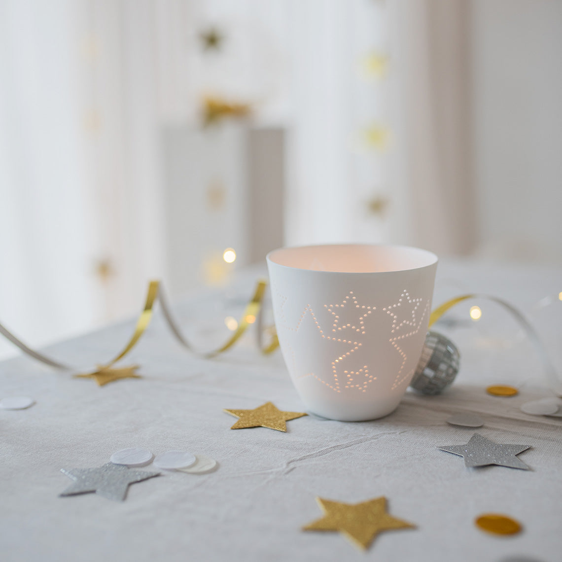 Poetry light start sky Tealight holder porcelain