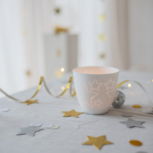 Poetry light start sky Tealight holder porcelain