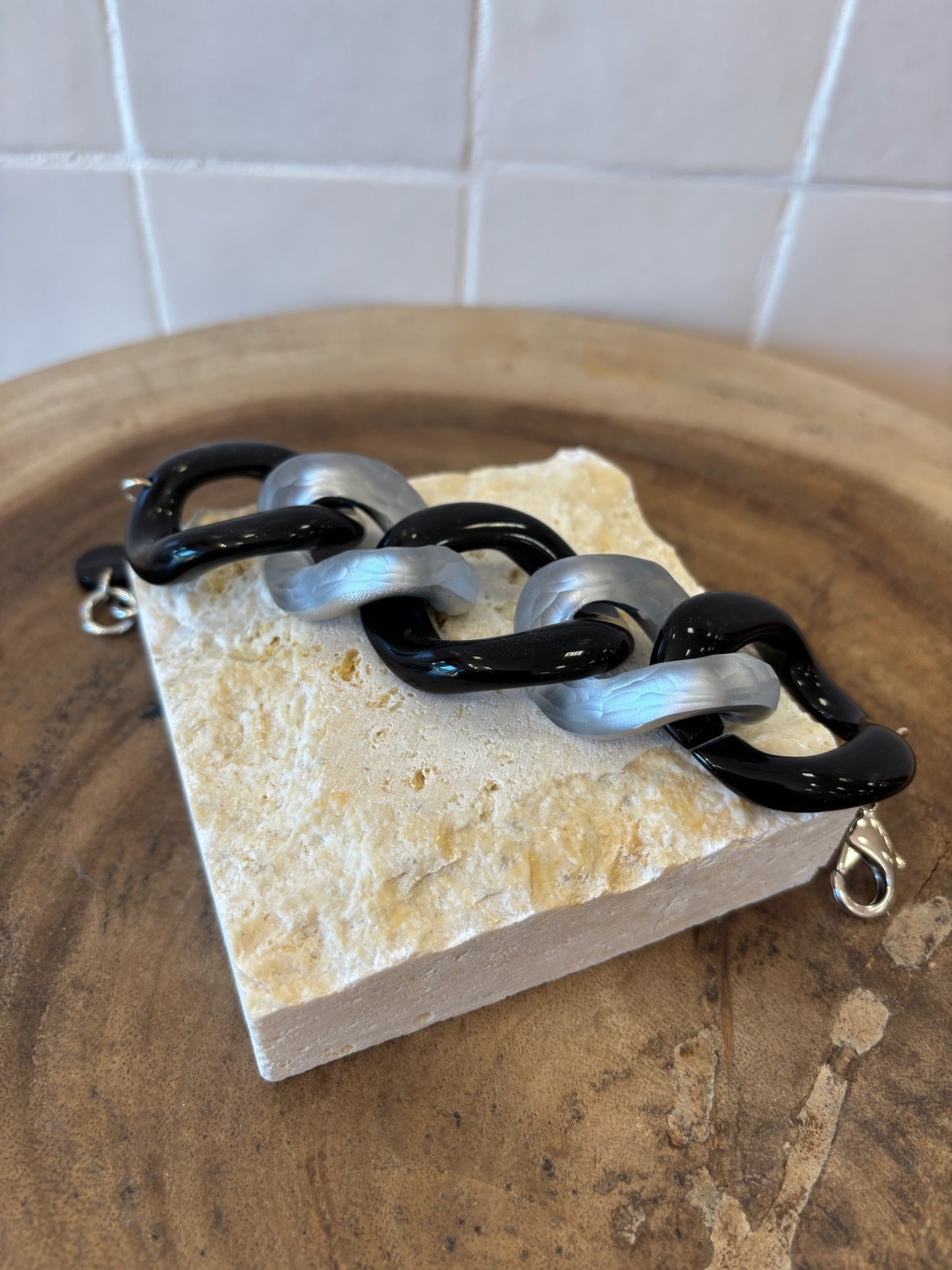 Maille Bracelet Silver & Black Givré