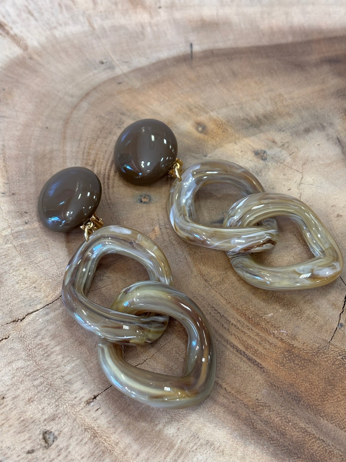 Maille XL Earrings kaki marble