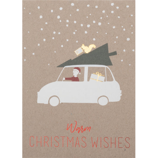 Christmas car card warm Christmas wishes Greetings Card