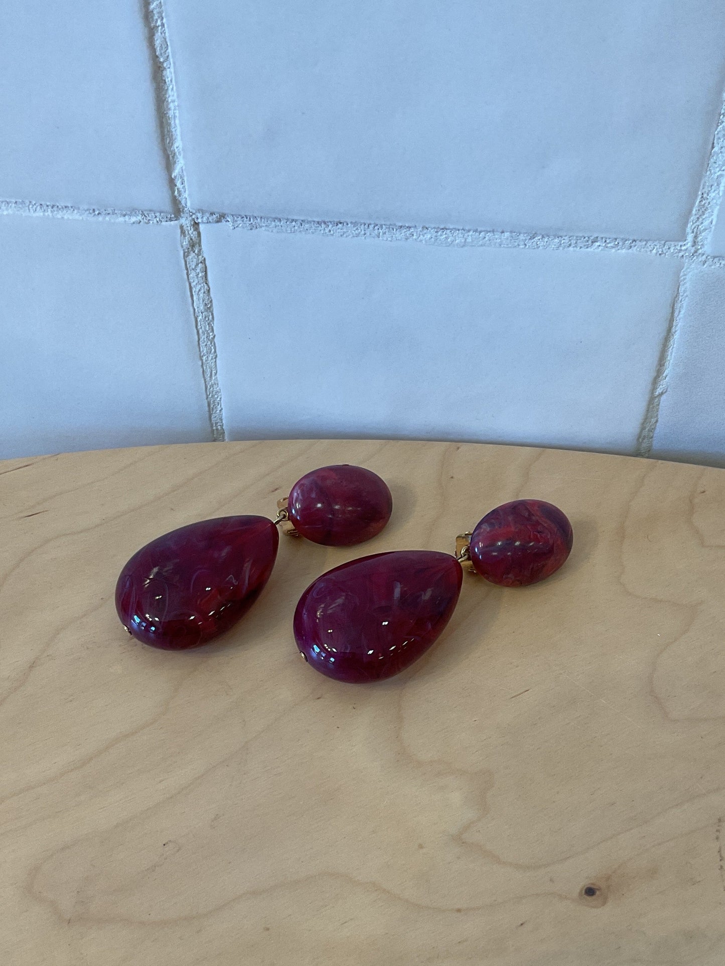 Cuba Earrings Marble Burgundy