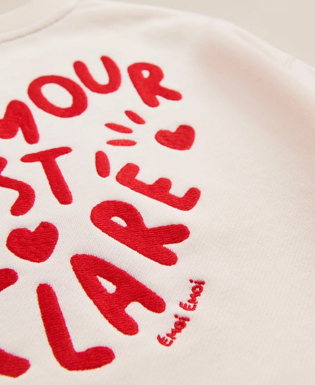 Sam Kids Sweat Cream “L’Amour est déclaré” Embroidered Red