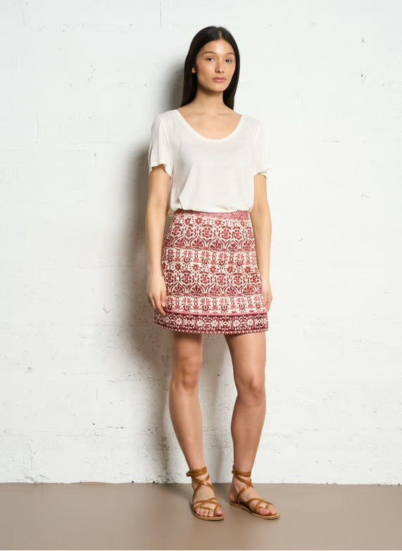 June Skirt Quilted Boho Red
