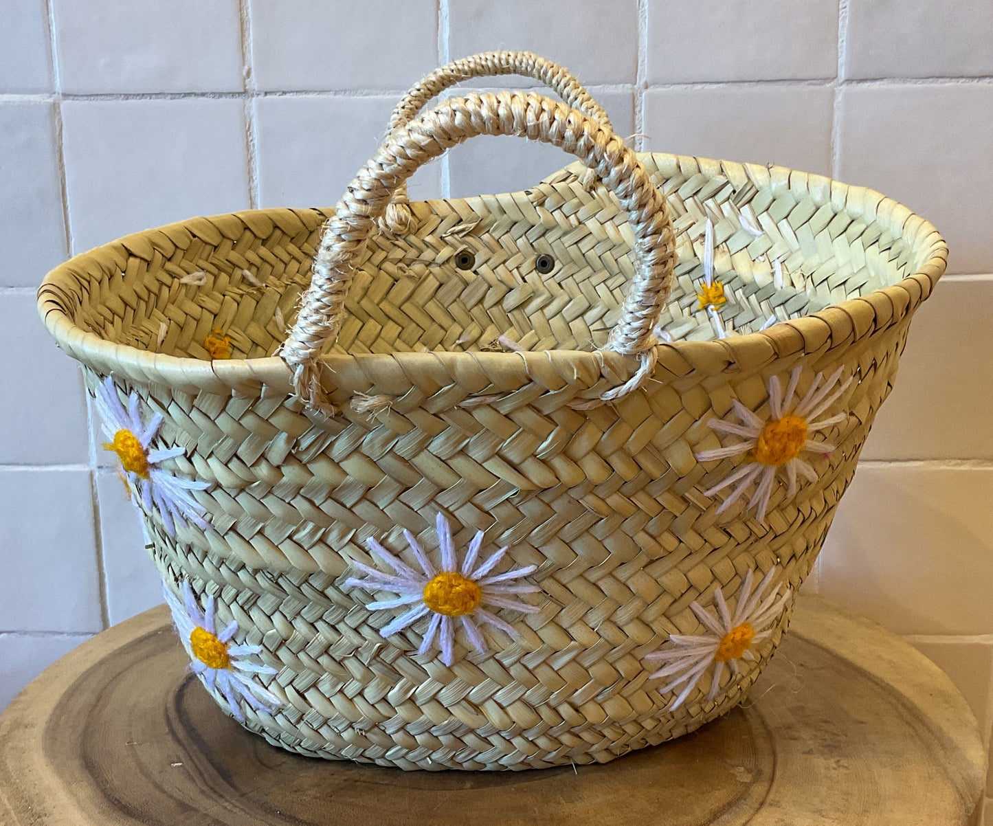 Moroccan Basket Bag Flowers