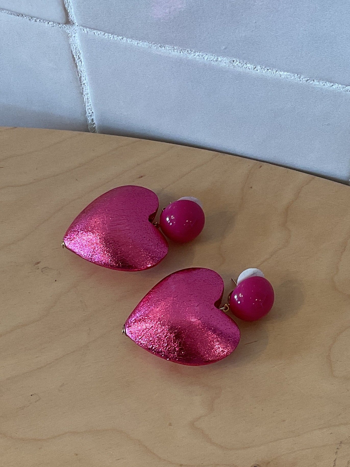 Heart Medium Clip Earrings Pink