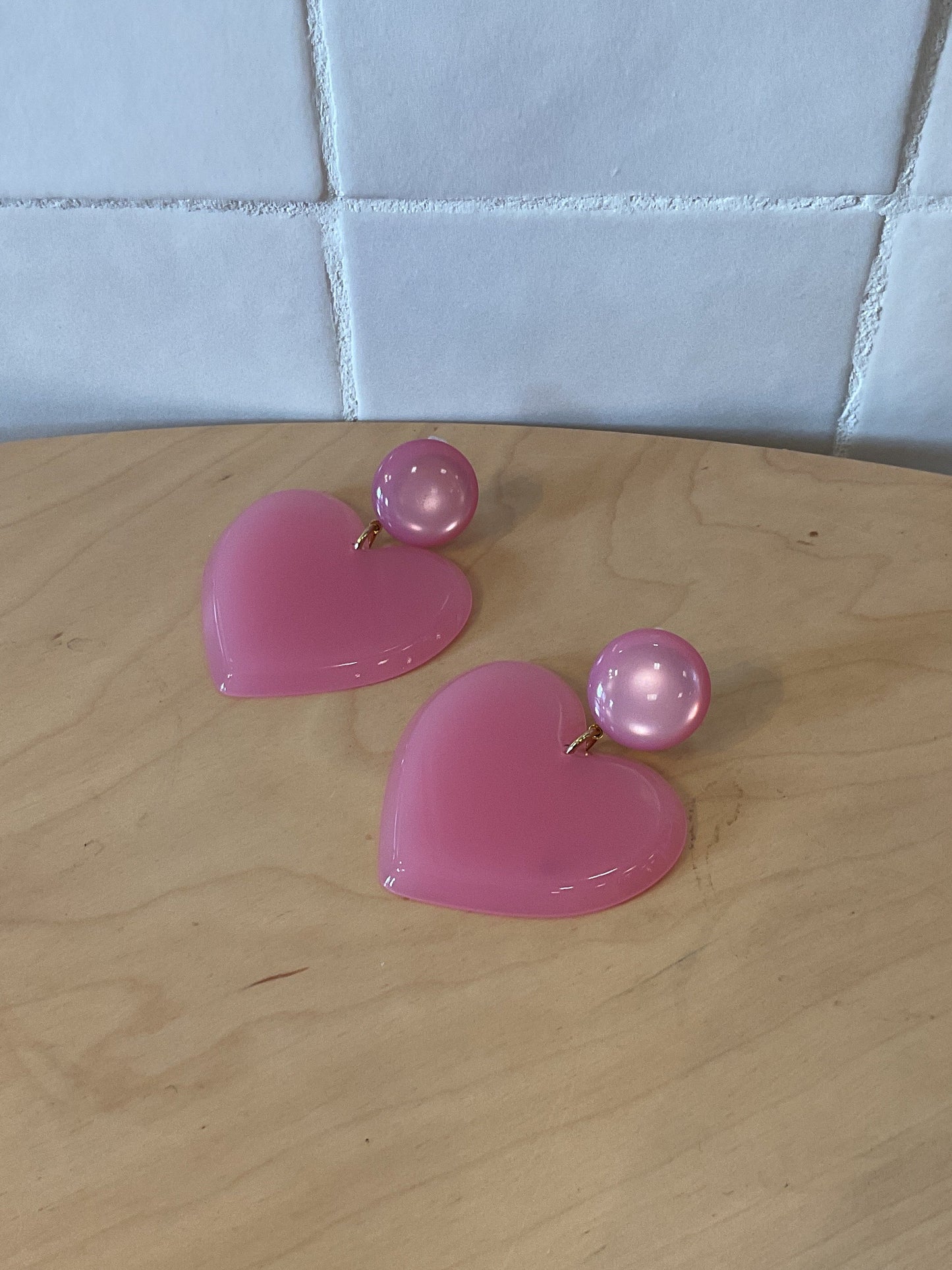 Heart Love Pink Medium Earrings