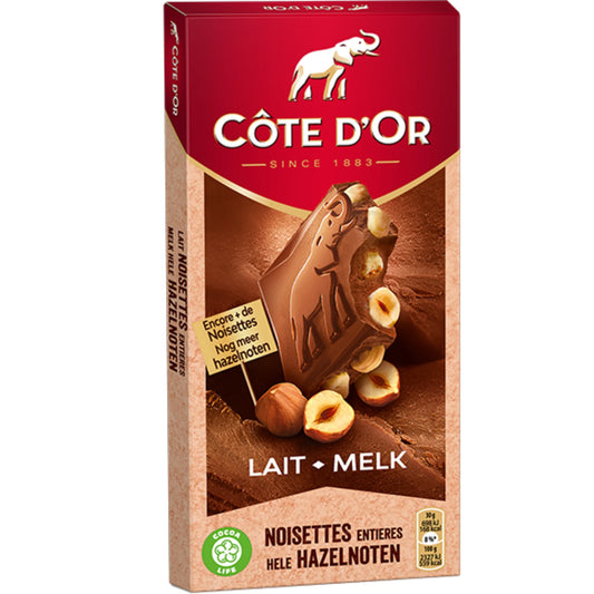 Milk chocolate with whole Hazelnuts Côte d’Or 180g