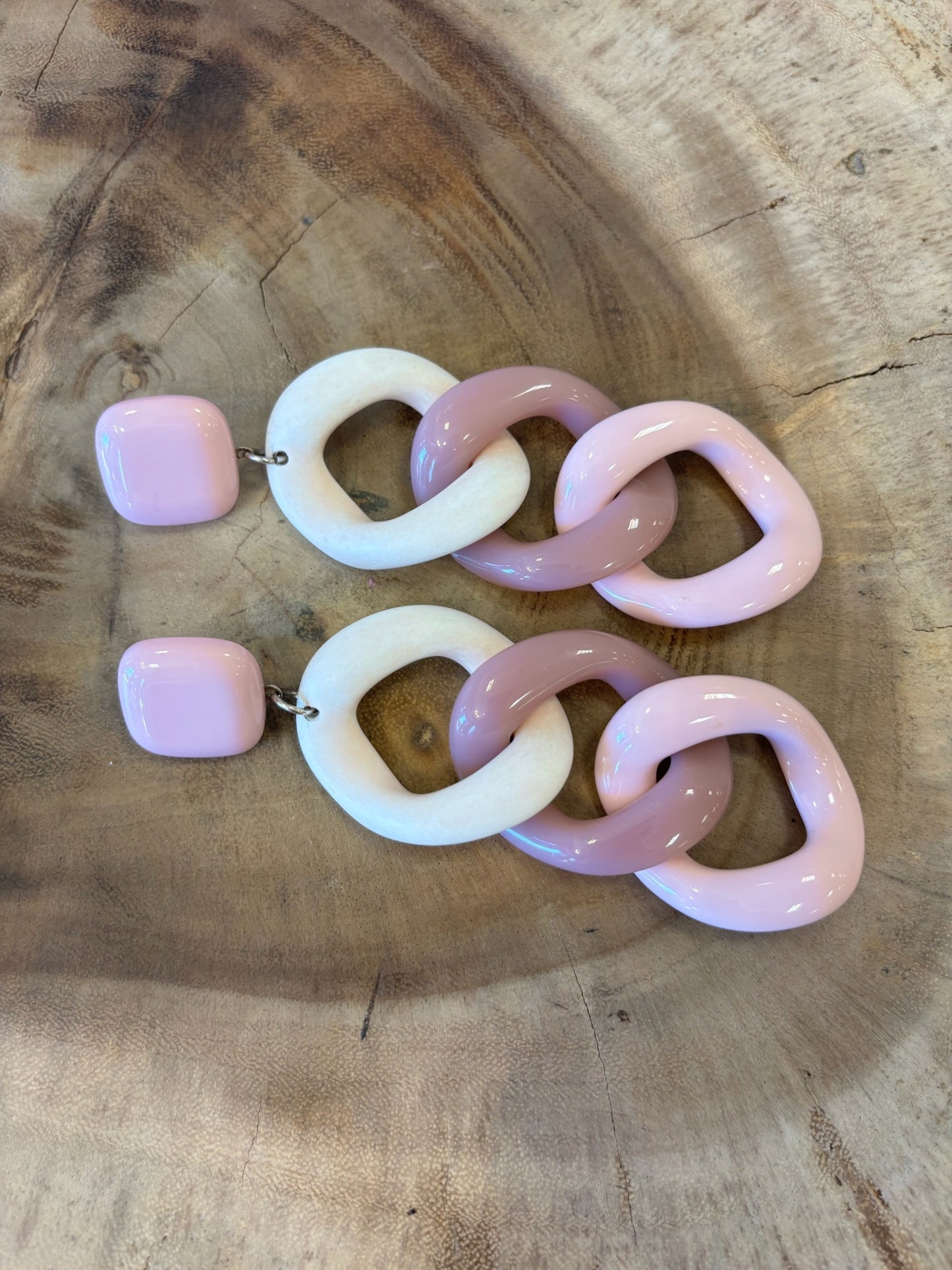 Maille Earrings Pink White