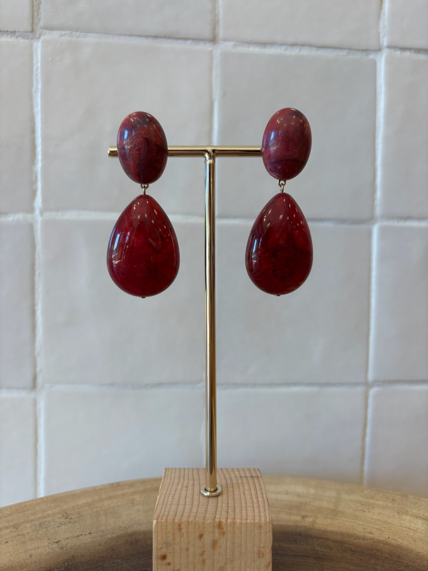 Cuba Earrings Marble Raspberry