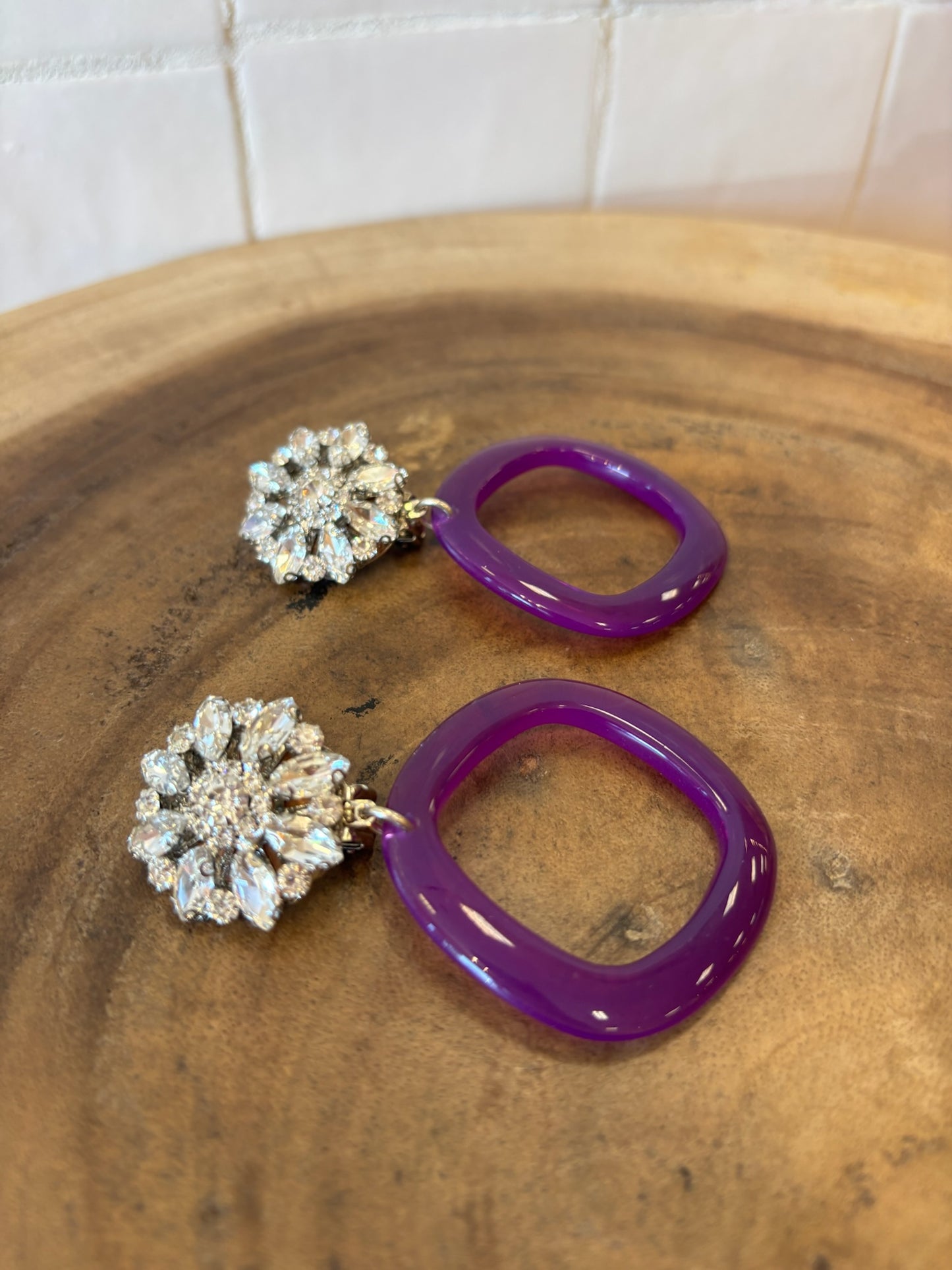 Elisa earrings purple and crystal