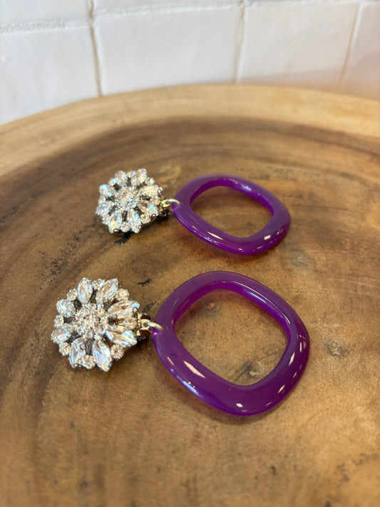 Elisa earrings purple and crystal