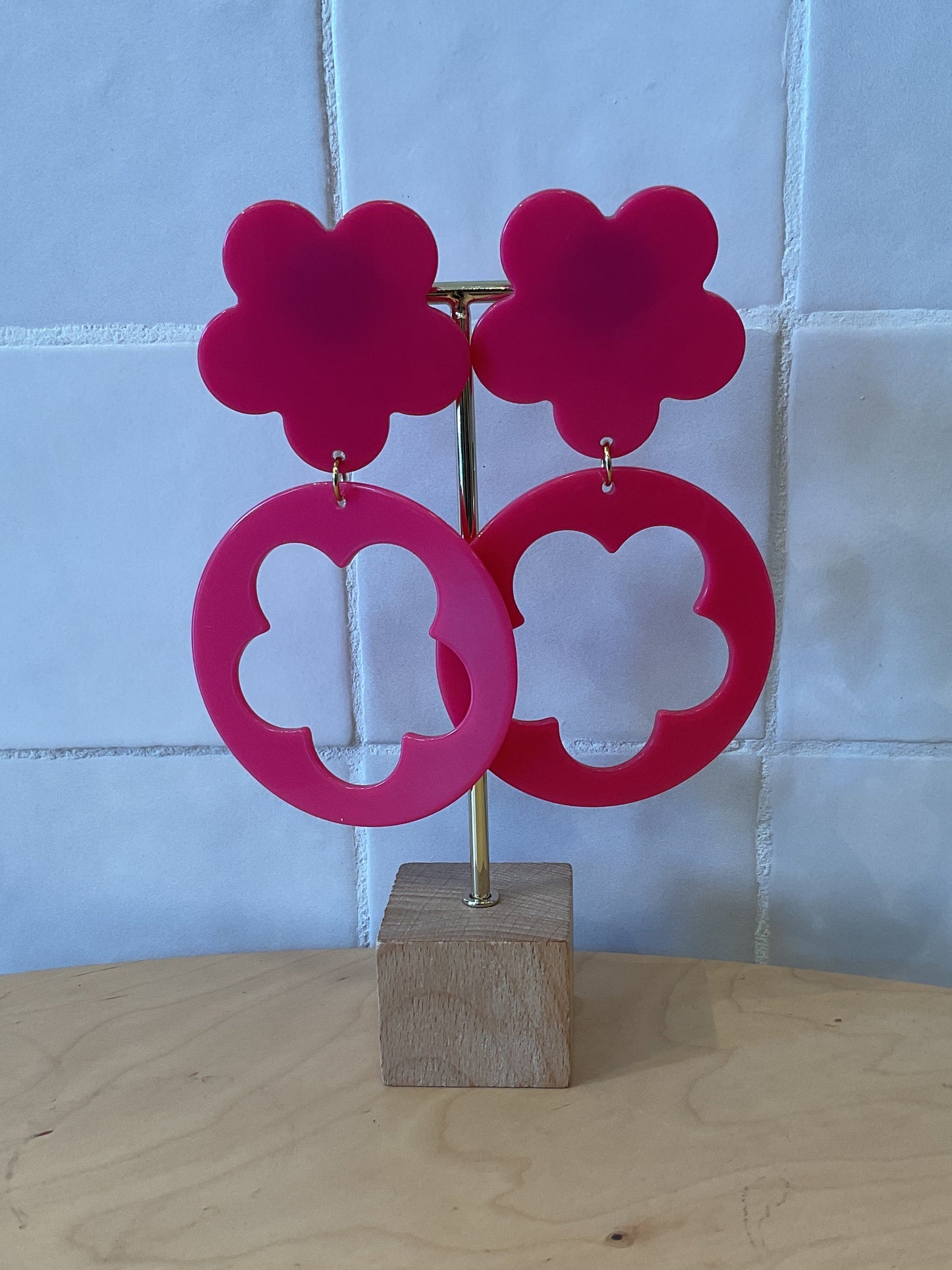 Retro Flower Pink  Earrings