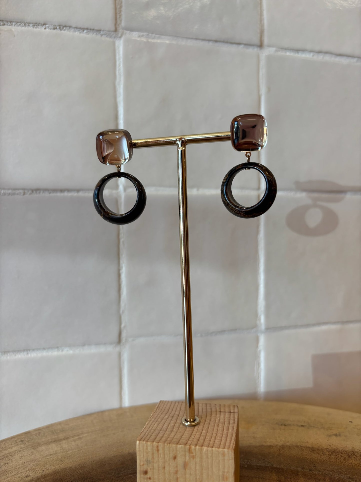 Cluny xs earrings brown & mirror