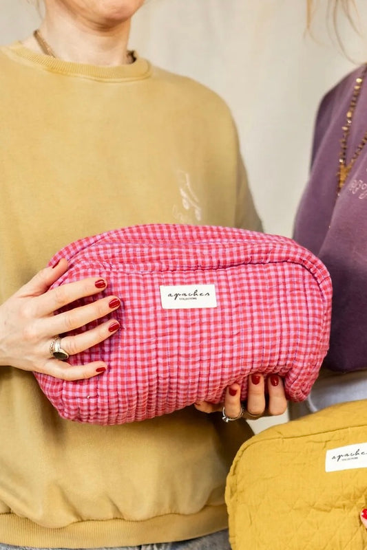 Quilted pouch Travel Makeup bag Gaya - Khadi Fuschia