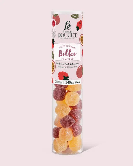 Raspberry & passion fruit jellies fruits balls - pâte de fruits balls  140g (4.9oz) - Francois Doucet
