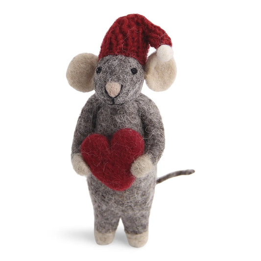 Grey Mouse with heart ornament