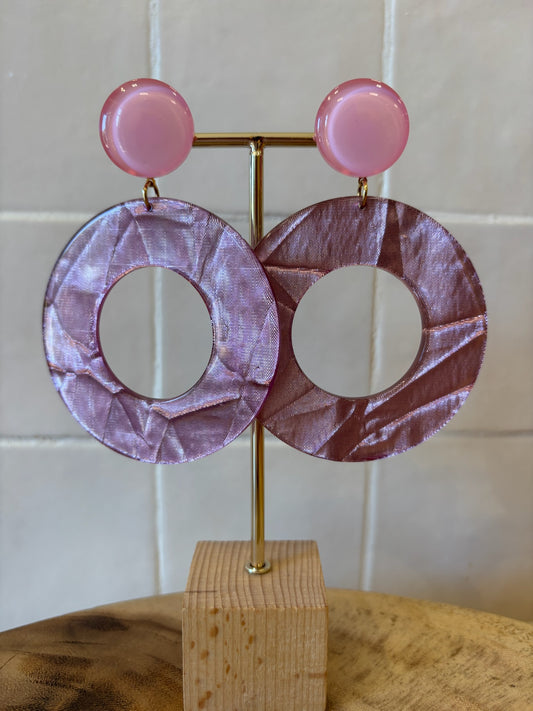 Venise XL Earrings Pink Glitter
