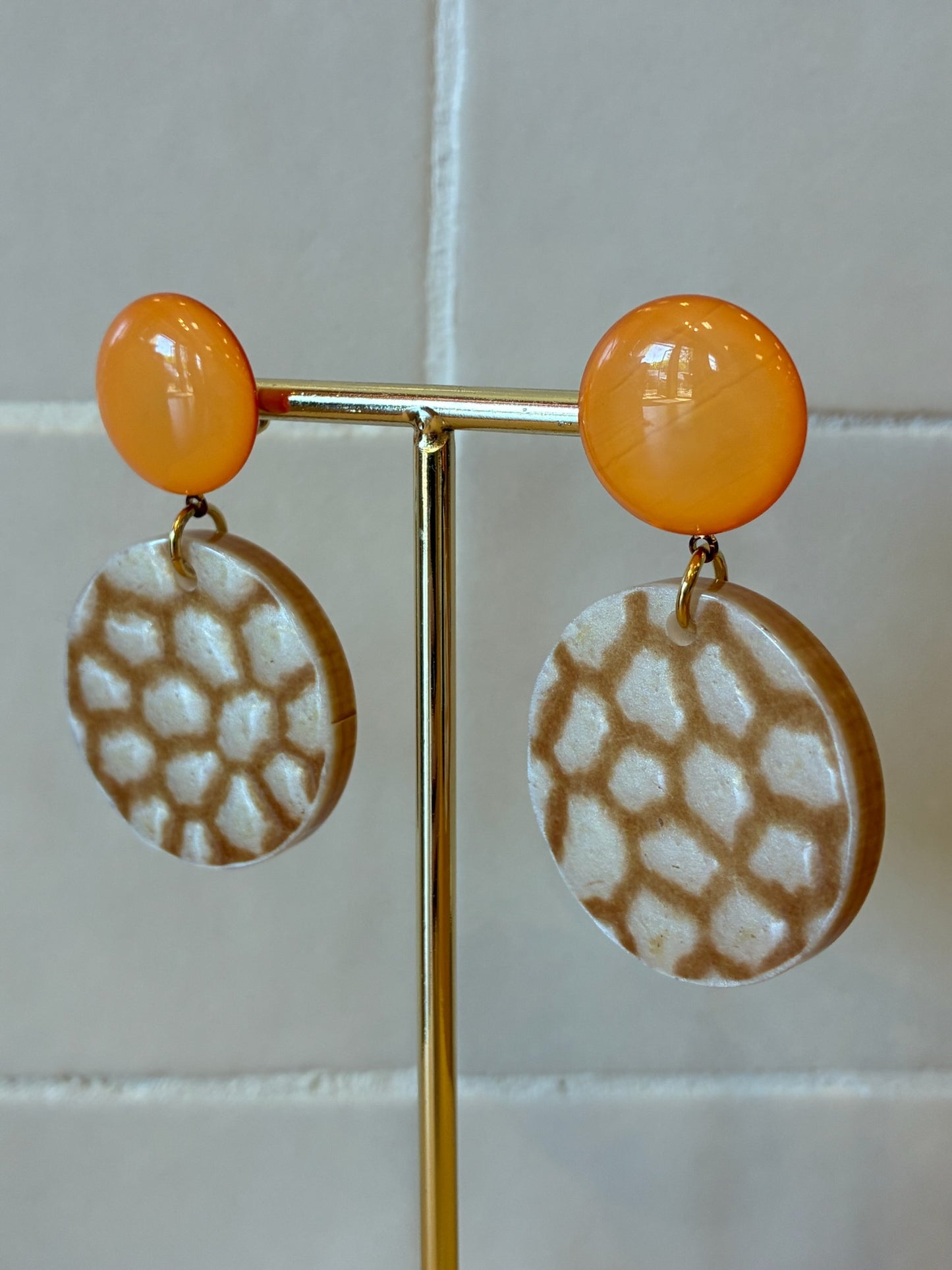 Lia Pierced Earrings Orange & Terracotta