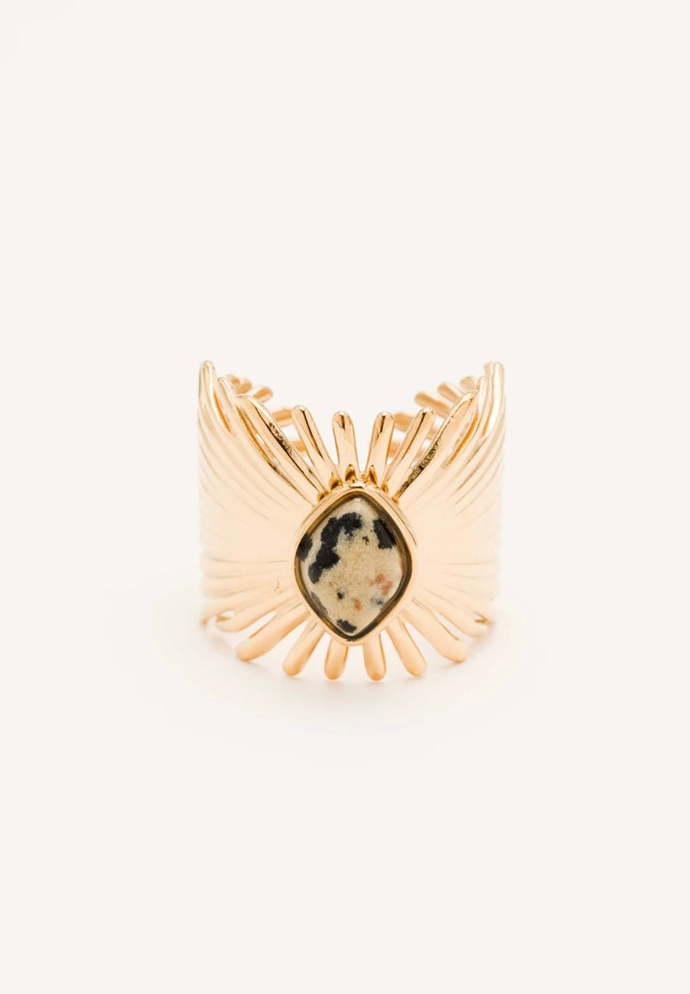 Edelyne Jaspe Dalmatian Gemstone Gold Ring