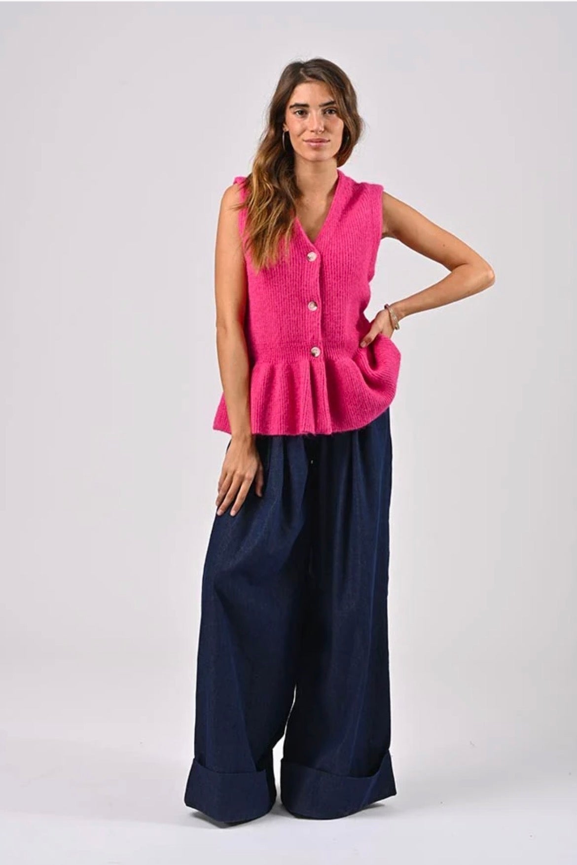 Ayline Wool Cardigan Pink Fuschia