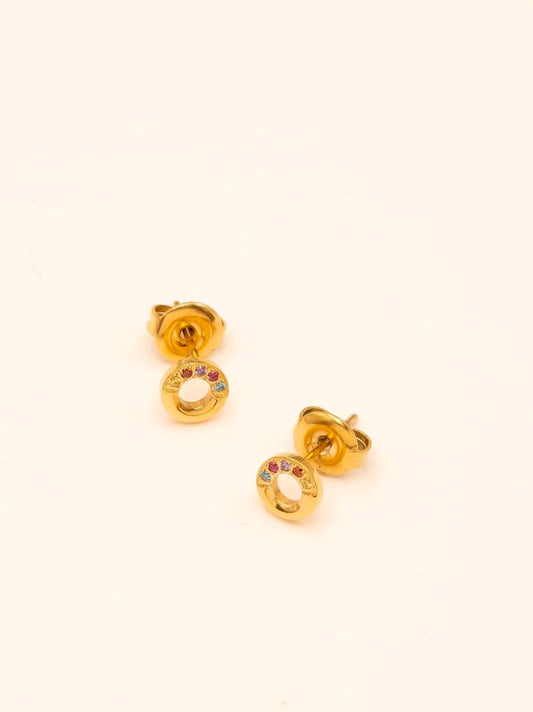 Maxanna Earring Multi colors Crystals Gold